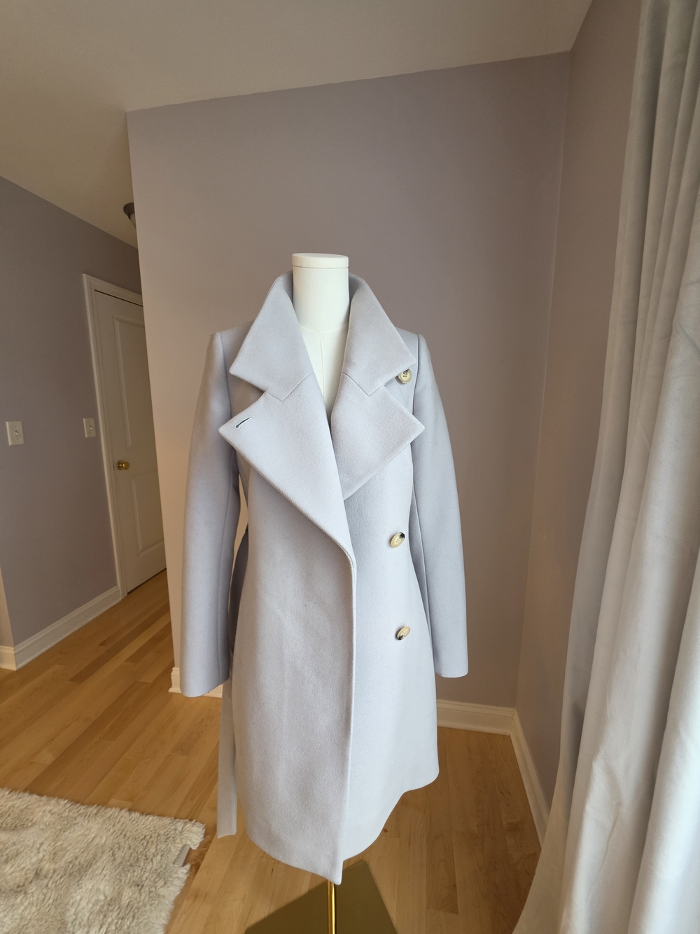 Reiss Light Gray Double-Breasted Trench Coat